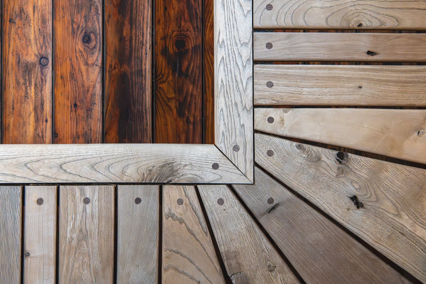 Close-up photography of beautfiul woodwork from a sauna in Devon