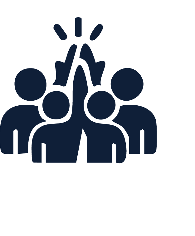 Icon of five people high-fiving in celebration.