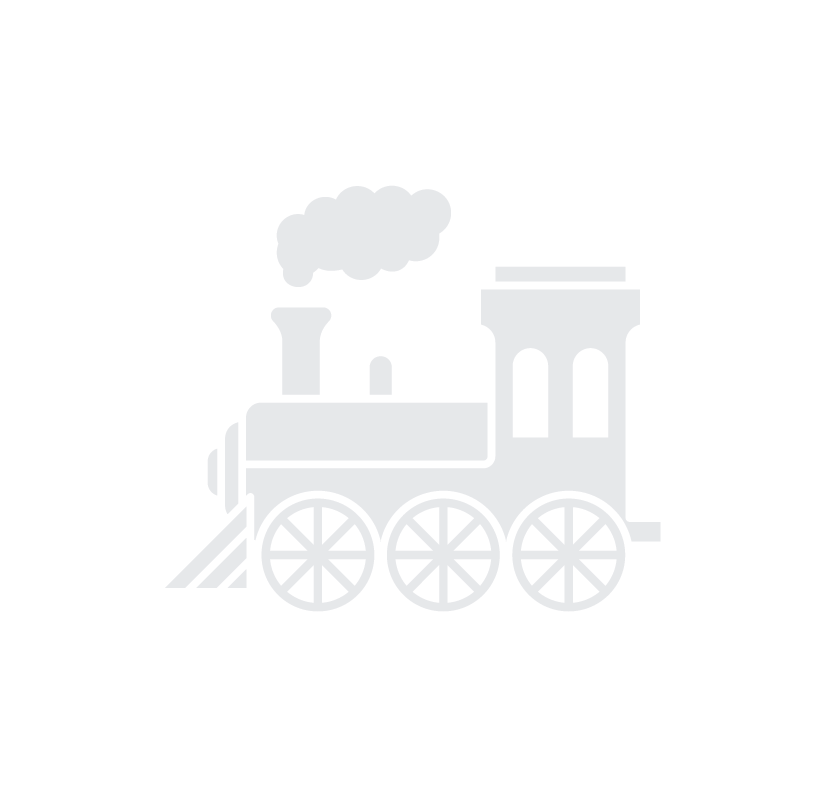 Silhouette of a steam locomotive with a puff of smoke.