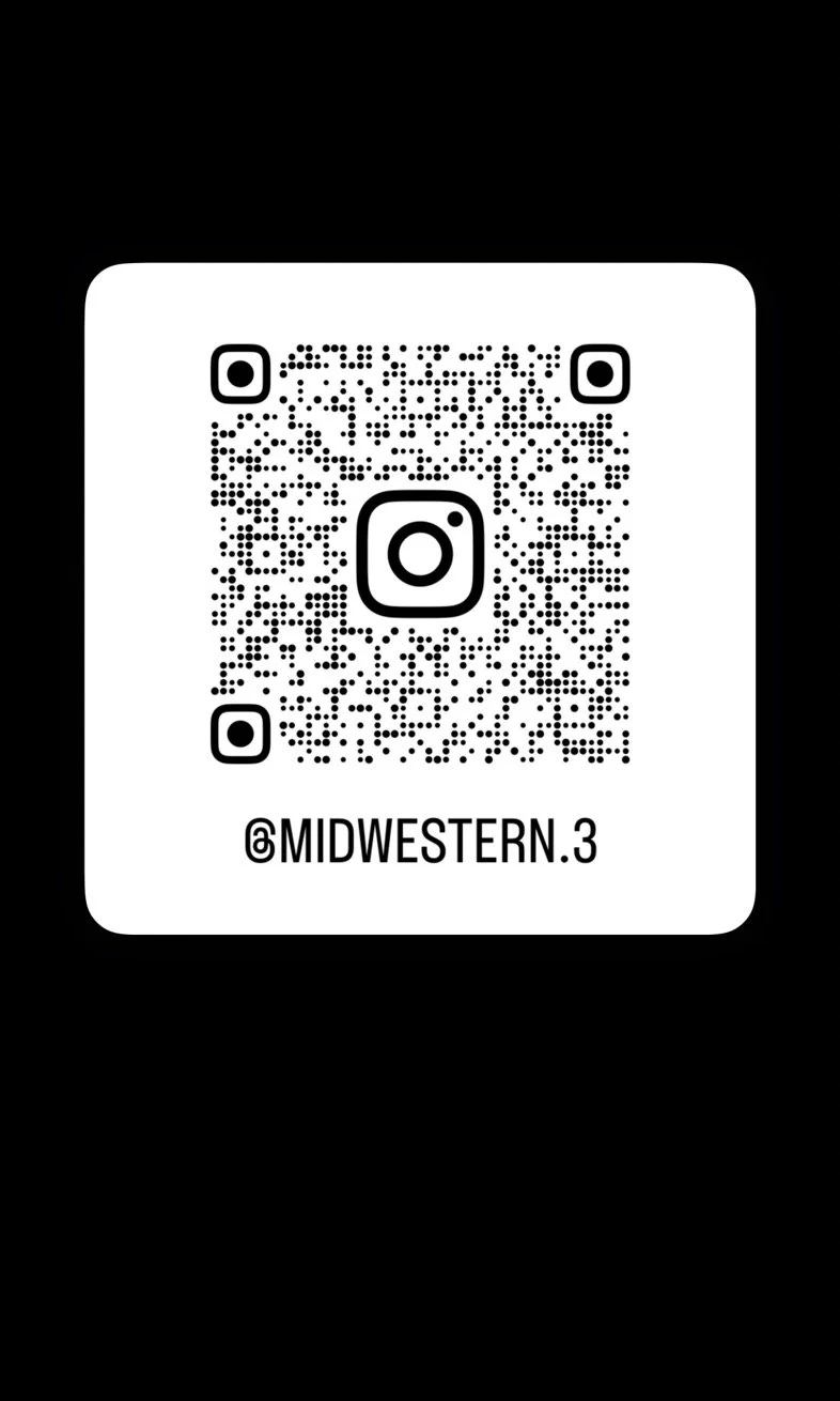 Instagram QR code with the handle @MIDWESTERN.3 written below.