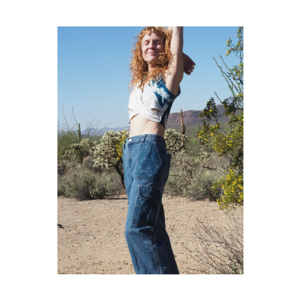 Womens Cargo Jeans Baby Breath print | Large