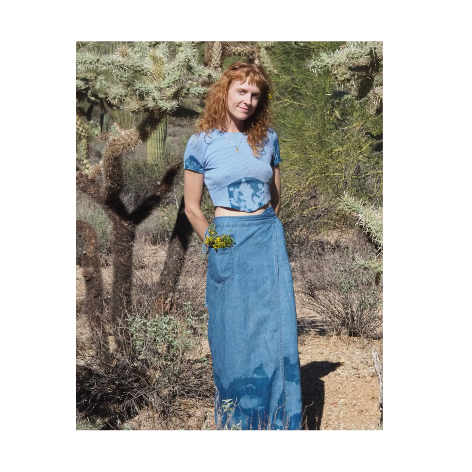 Desert  floral panel Crop top | Size : X-Small | Imperfect - Staining