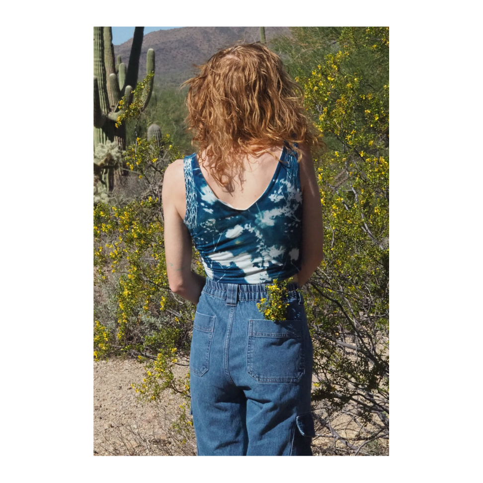 White crisscross  Tank | Size Small | IMPERFECT- Bleeding dye