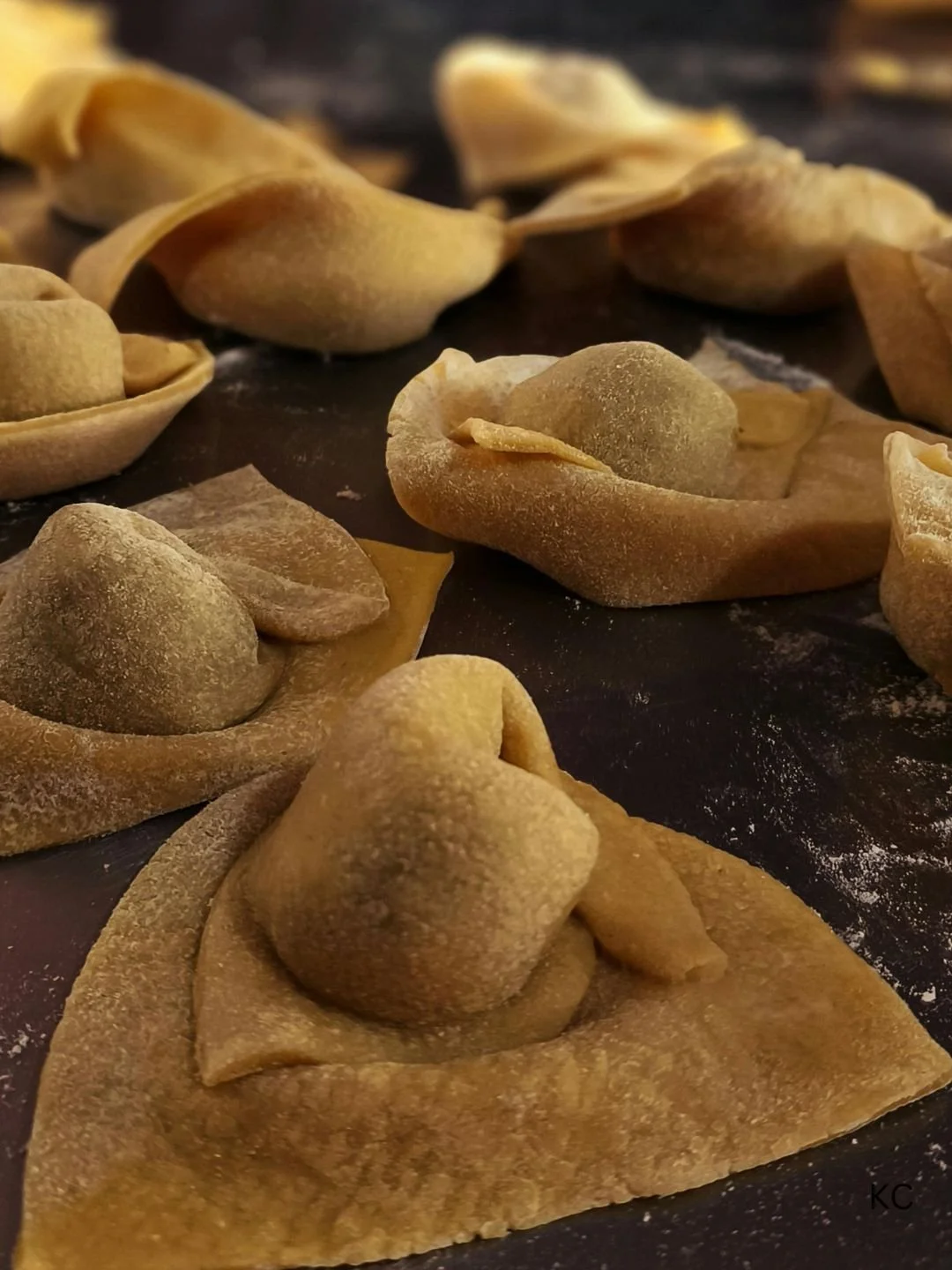Homemade pasta tortellini en brodo 