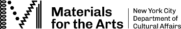 Logo of Materials for the Arts, a New York City Department of Cultural Affairs program, featuring a stylized black sunburst and bold text.