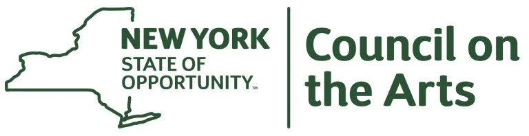 Logo of the New York Council on the Arts featuring the outline of New York State and the text 'New York State of Opportunity' and 'Council on the Arts'.