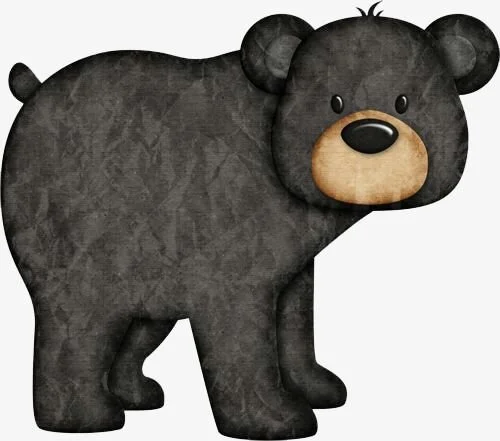 A cartoon illustration of a black bear with a rounded face, small ears, and a tan snout.
