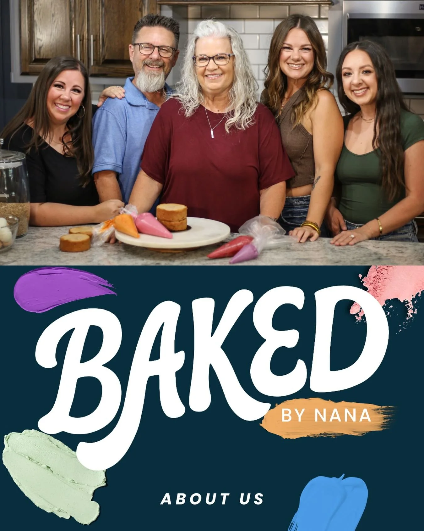 Hi, we’re Baked by Nana! A family owned and operated cottage bakery built on love, service, and a passion for clean baked goods.
We specialize in clean, custom cakes and offer a variety of other delicious treats. At Baked by Nana, we believe e