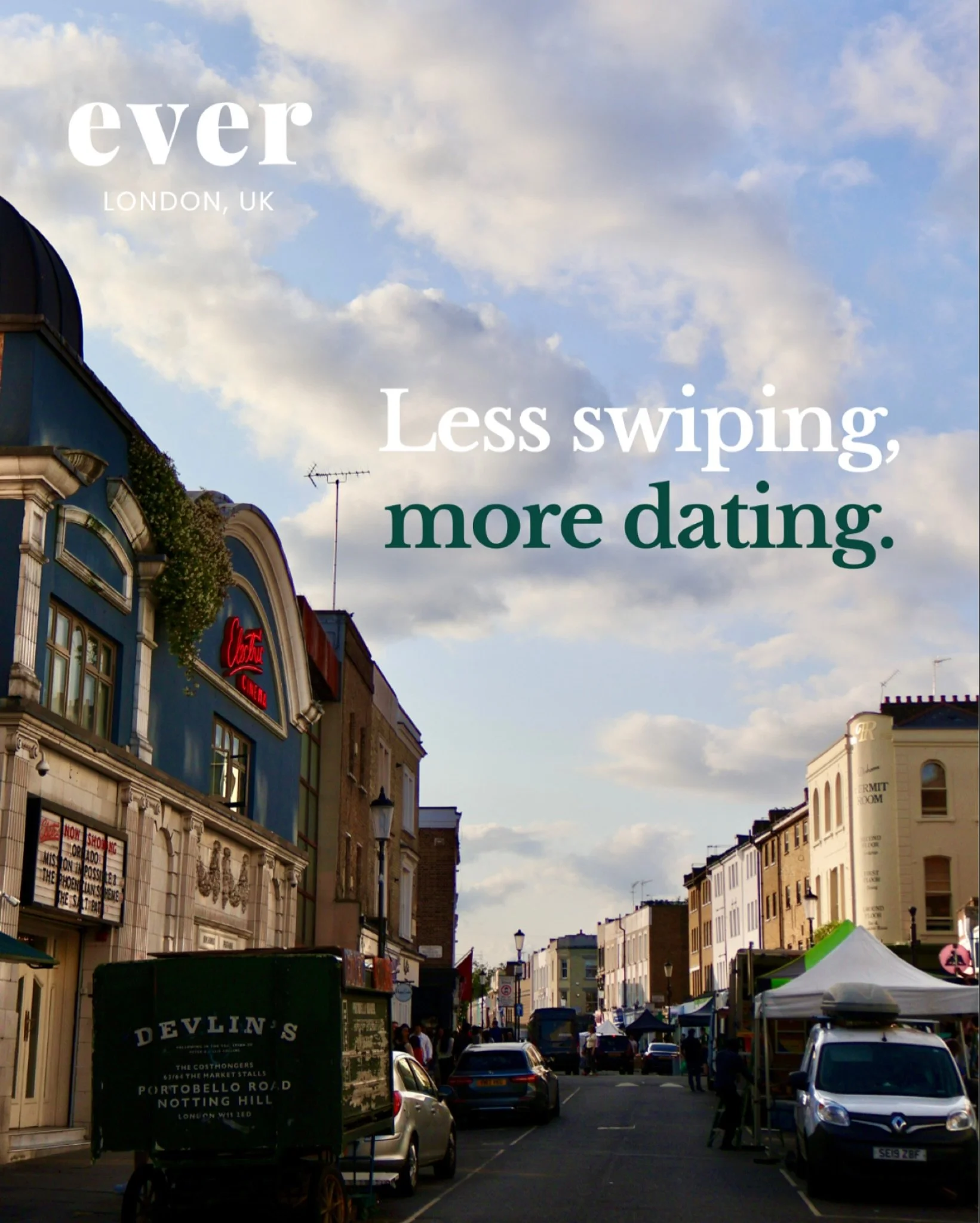 Need a break from the apps? We created Ever to give Londoners a better way to meet in person.

Our evenings take place in gastropubs and beautiful spaces across the city, with 30-60 guests invited each time. Every list is curated for the right balanc