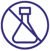 A blue prohibition sign with a crossed-out laboratory flask.