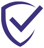 A shield with a checkmark inside it, symbolizing protection or security.