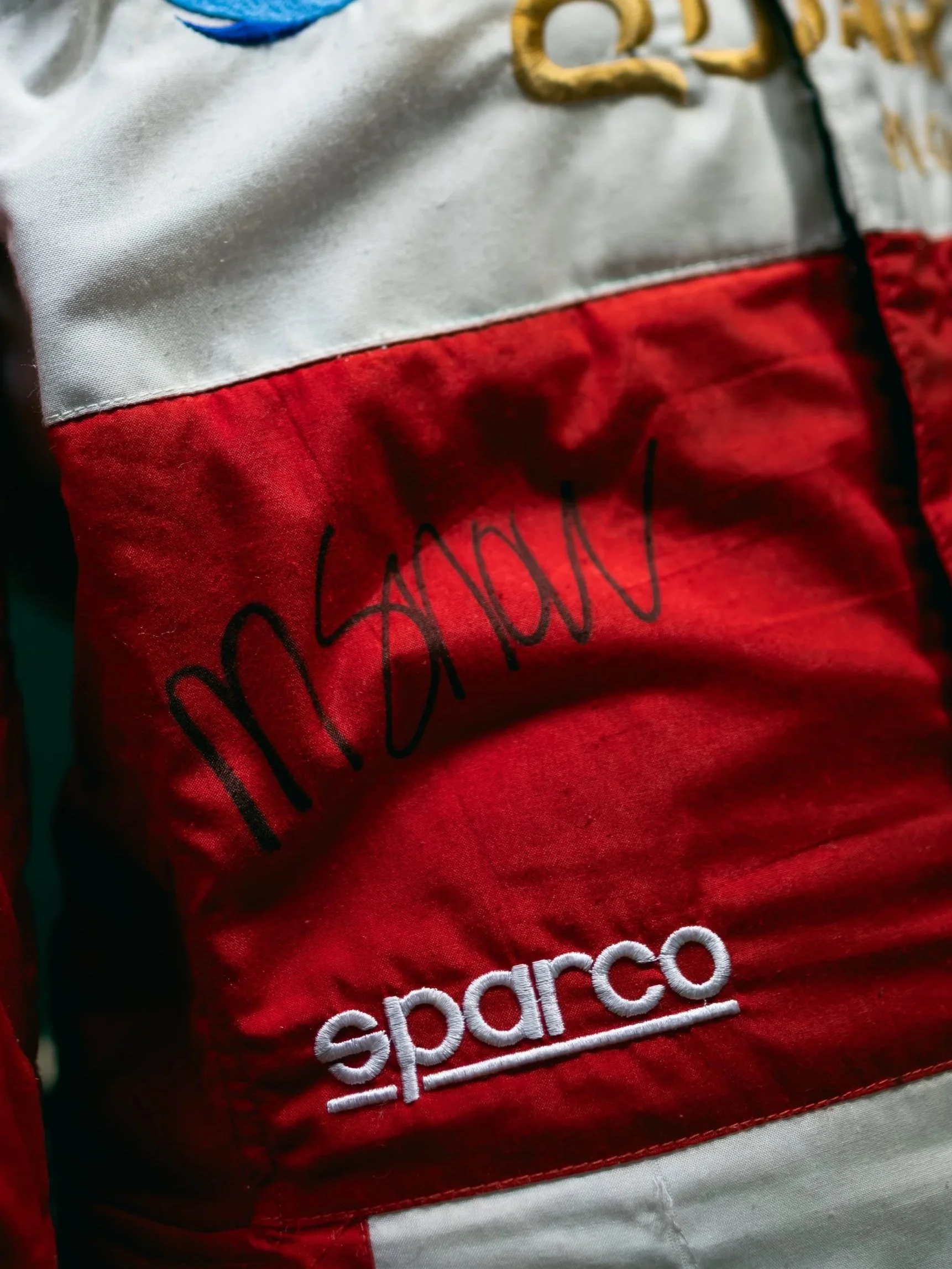 Close-up of a race car jacket with 