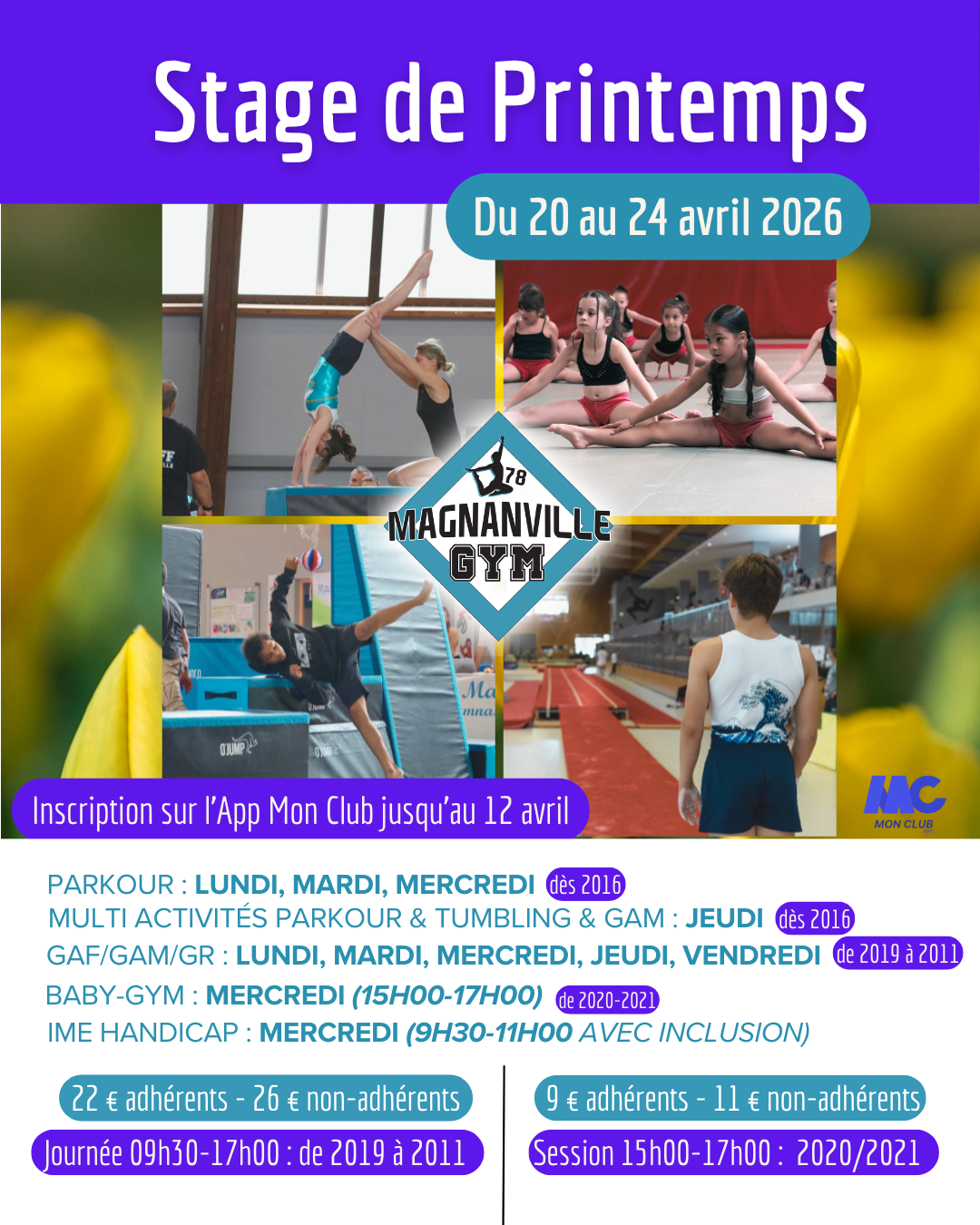 STAGE DE PRINTEMPS - 20 au 24 Avril 2026