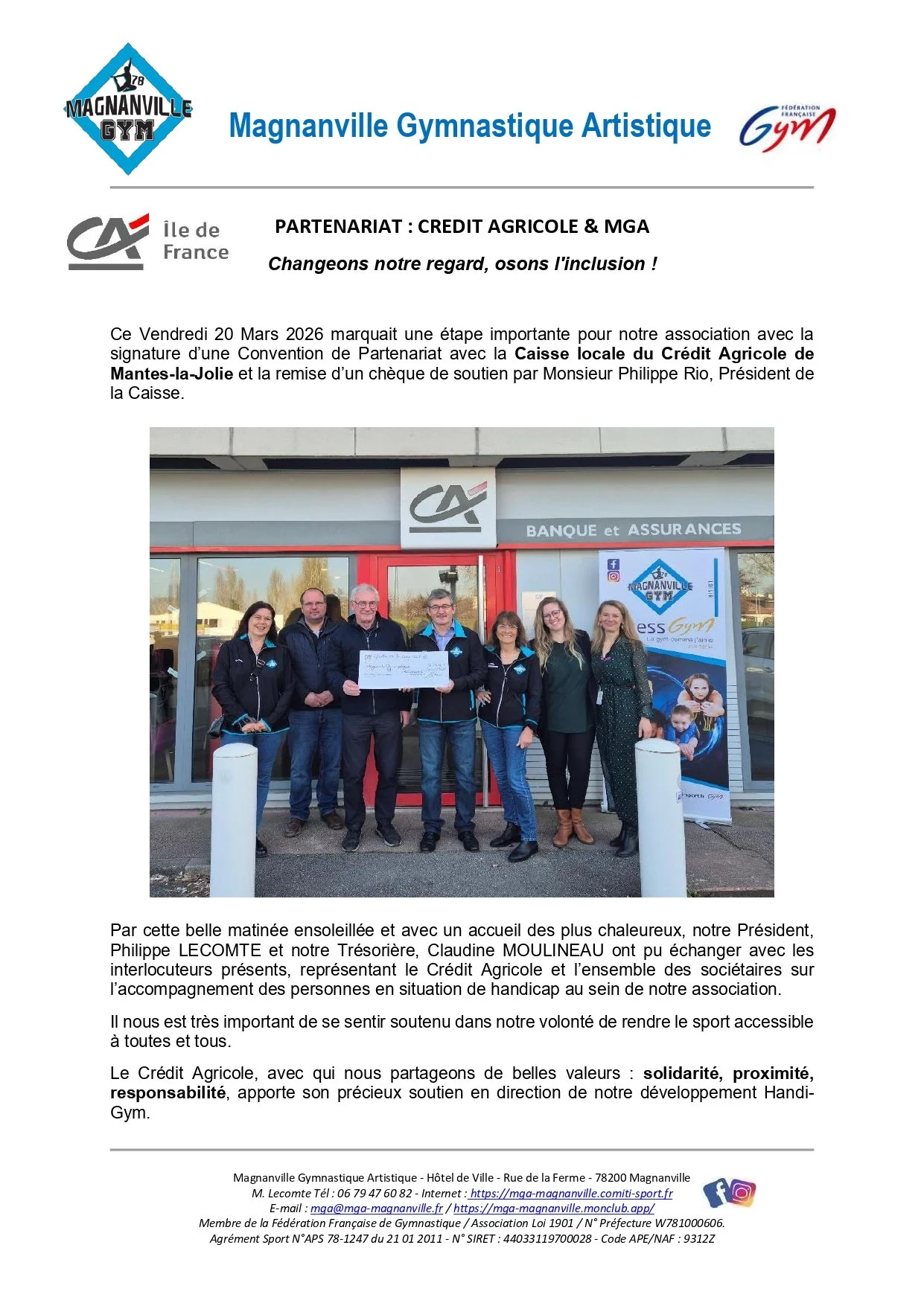 PARTENARIAT : CREDIT AGRICOLE IDF - 20/03/26