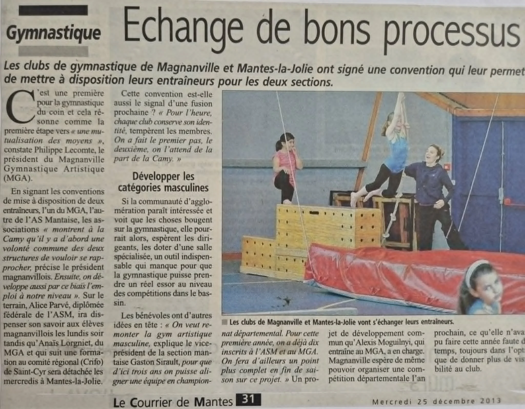 CONVENTION ENTRE LE CLUB DE L’ASM &amp; MGA - 23/12/13