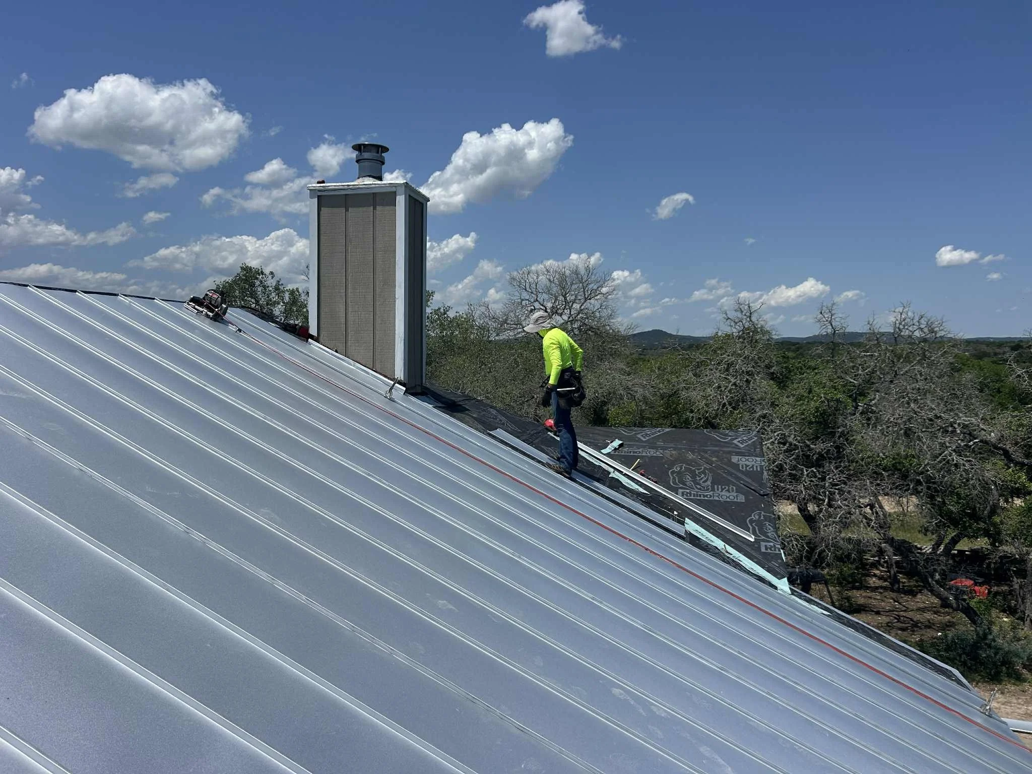 Full metal roof replacement in Pipe Creek, TX.