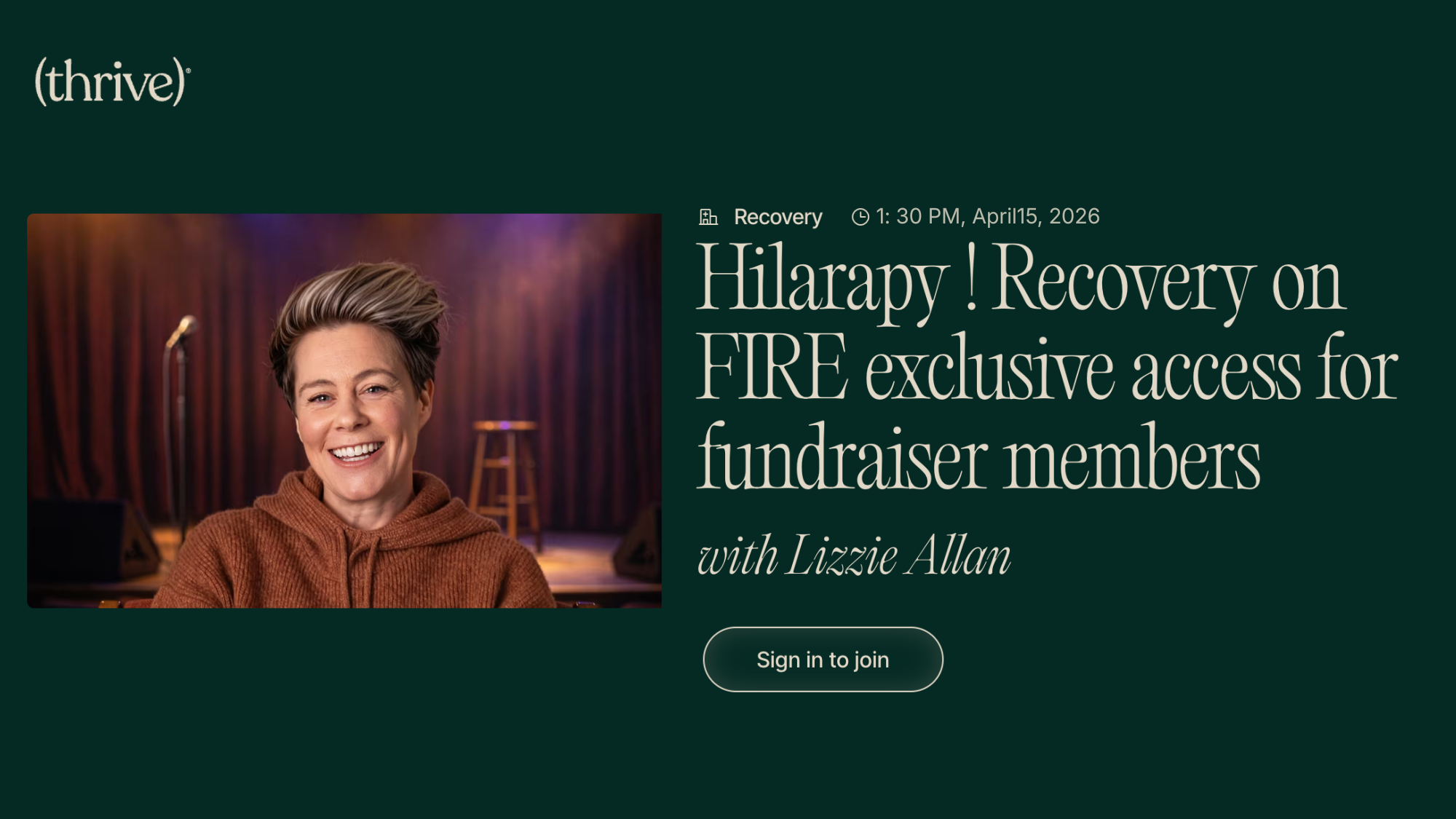 Lizzie Allan Comedy Therapist, Founder of Hilarapy, upcoming series "HILARAY" from the "(thrive) Original Series."