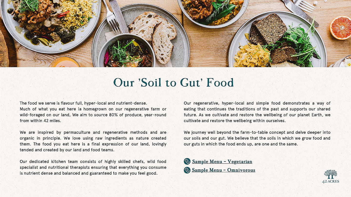 42 Acres Farmhouse Retreat Menu