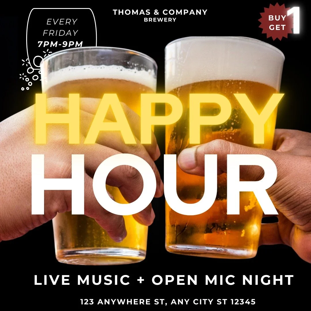Black & yellow beer happy hour promo instagram post.JPEG