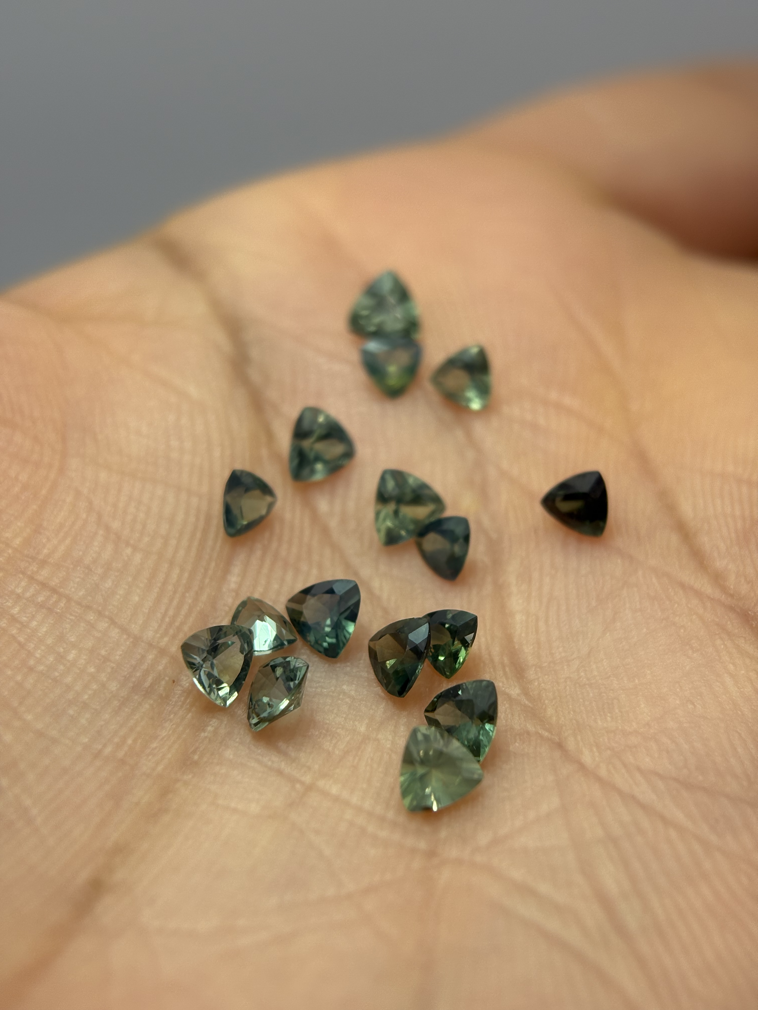 Trilliant Cut Green Sapphires