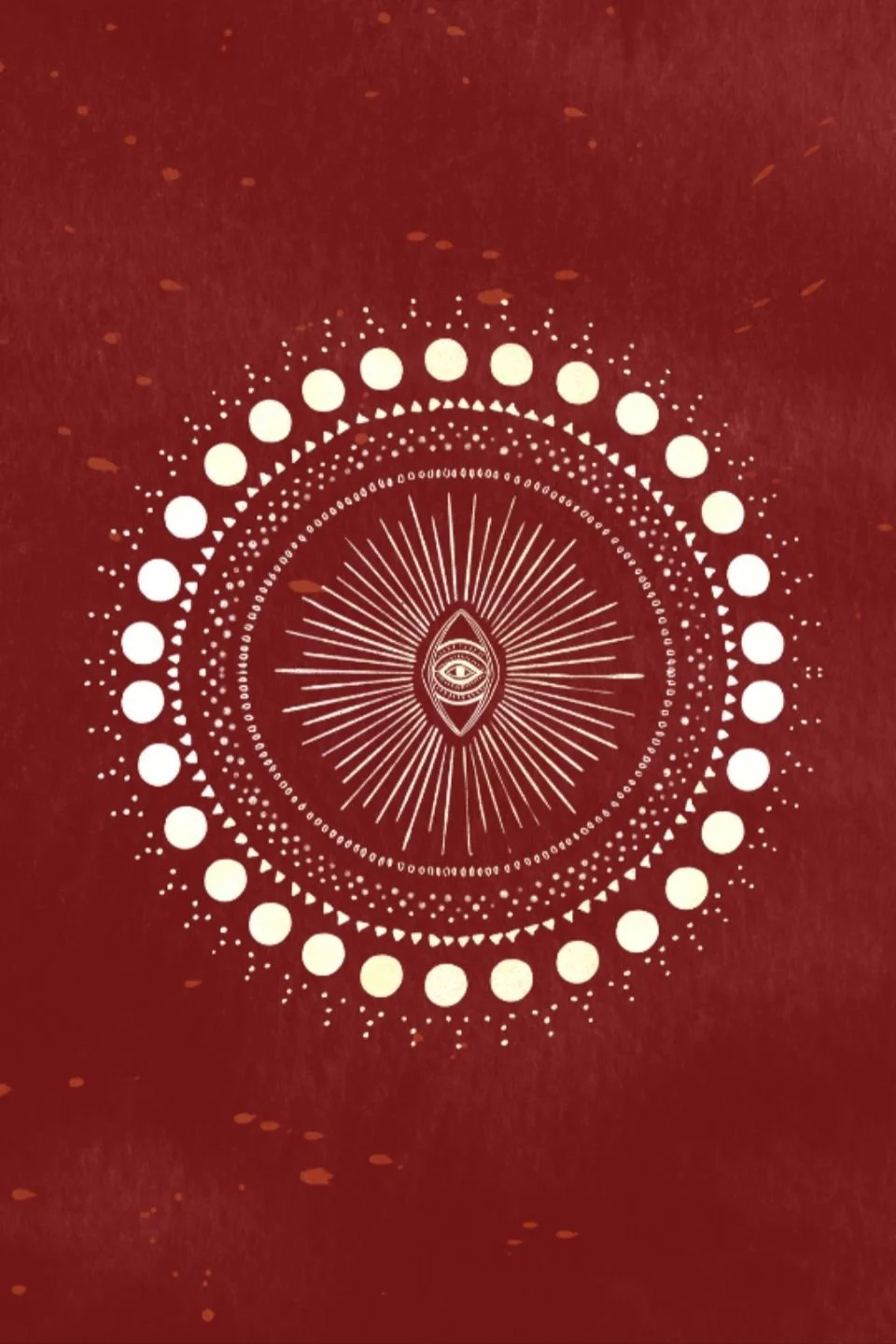 Cream mandala with eye on red clay ground