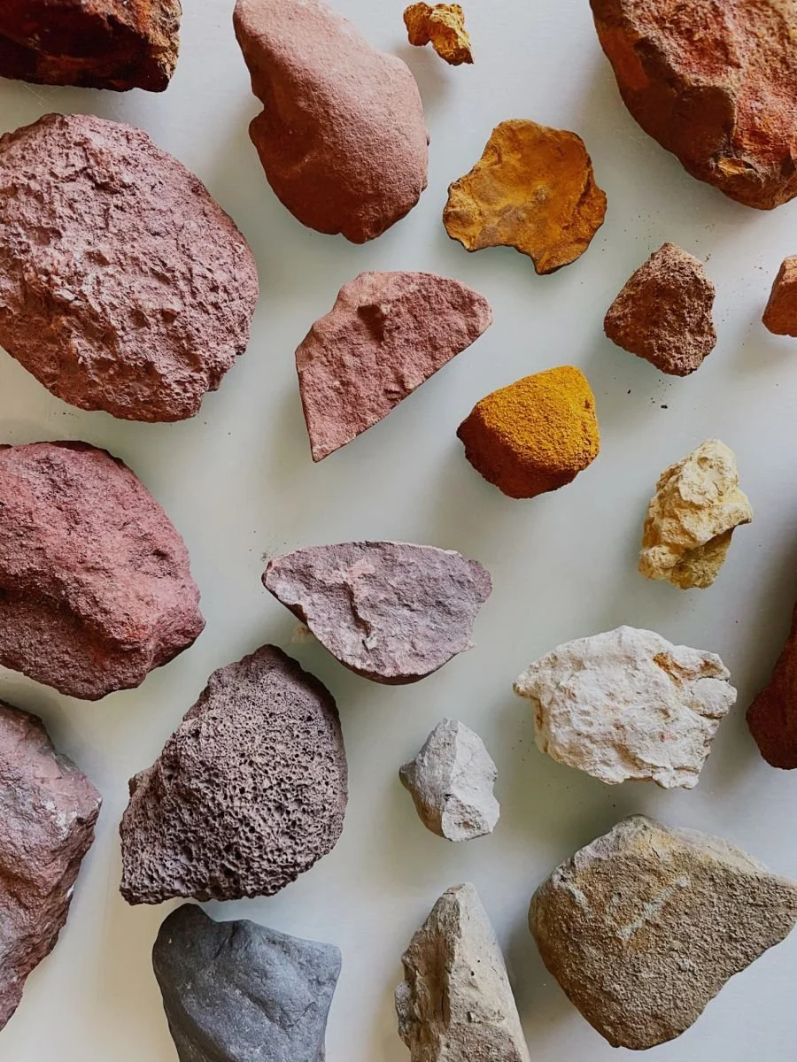 Red earth stones and ochre