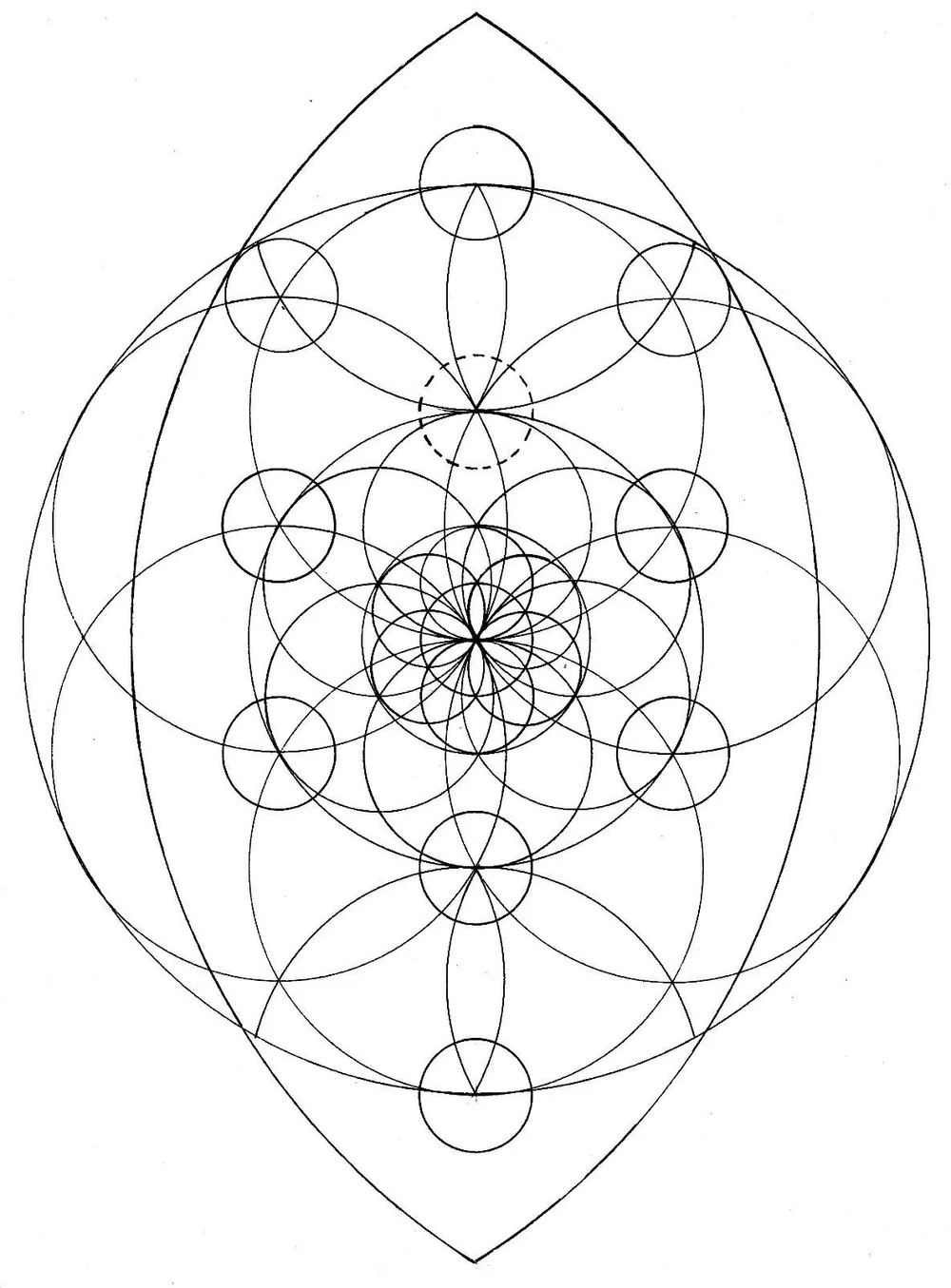 Sacred geometry vesica drawing
