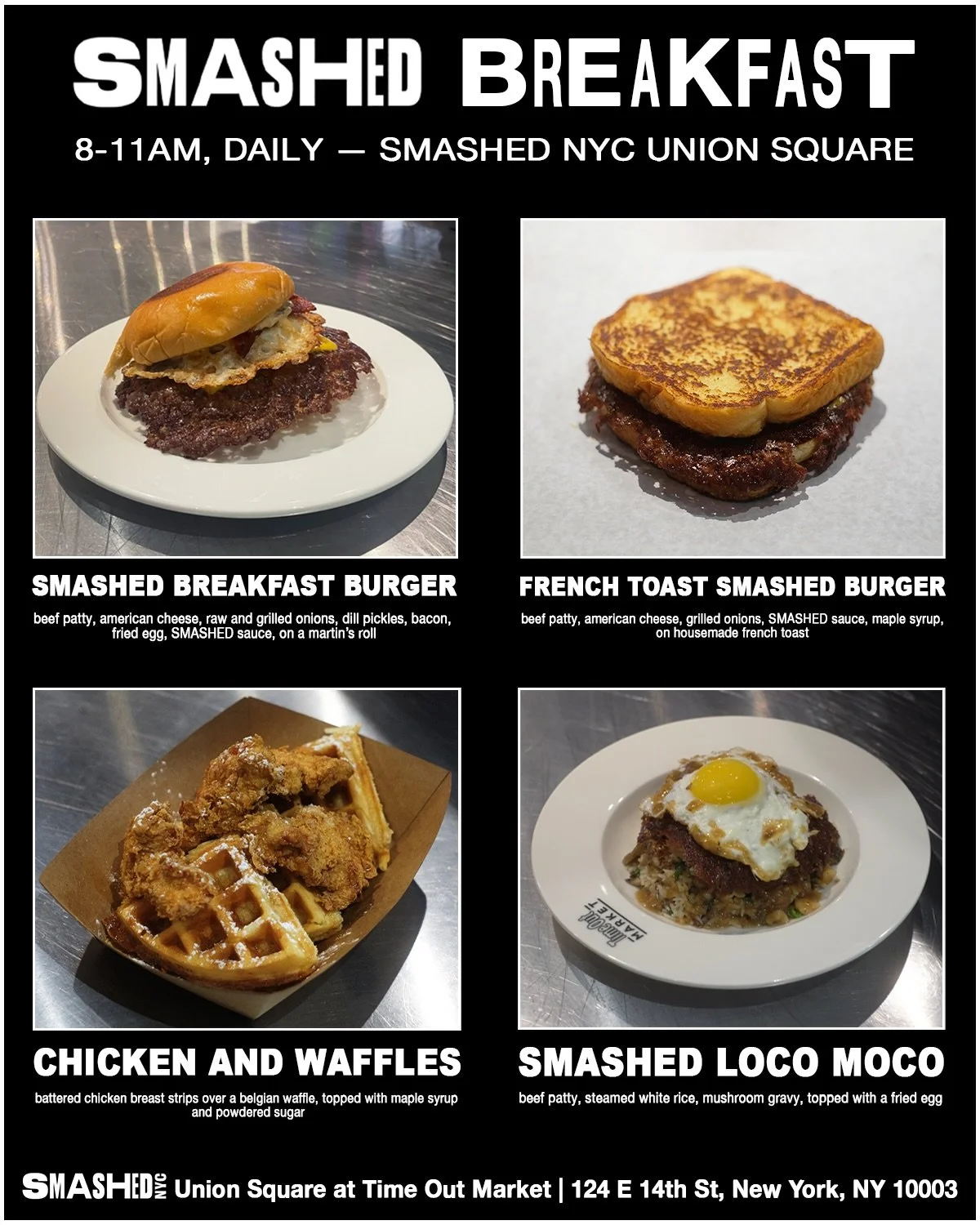SMASHED NYC BREAKFAST MENU

📍124 E 14th St, New York, NY 10003 (Union Square)