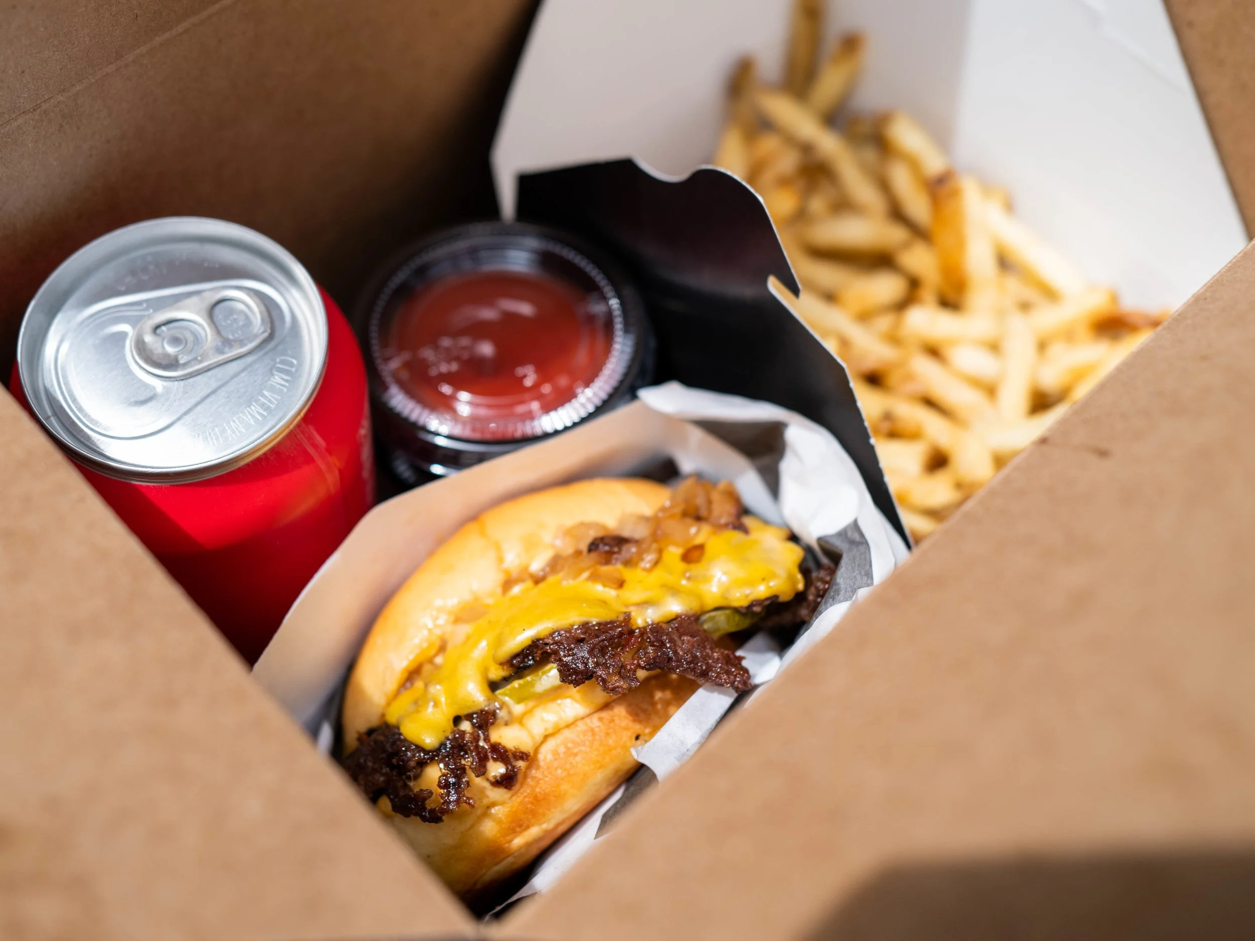 Combo special with a SMASHED Classic Burger, Fries, and a Drink