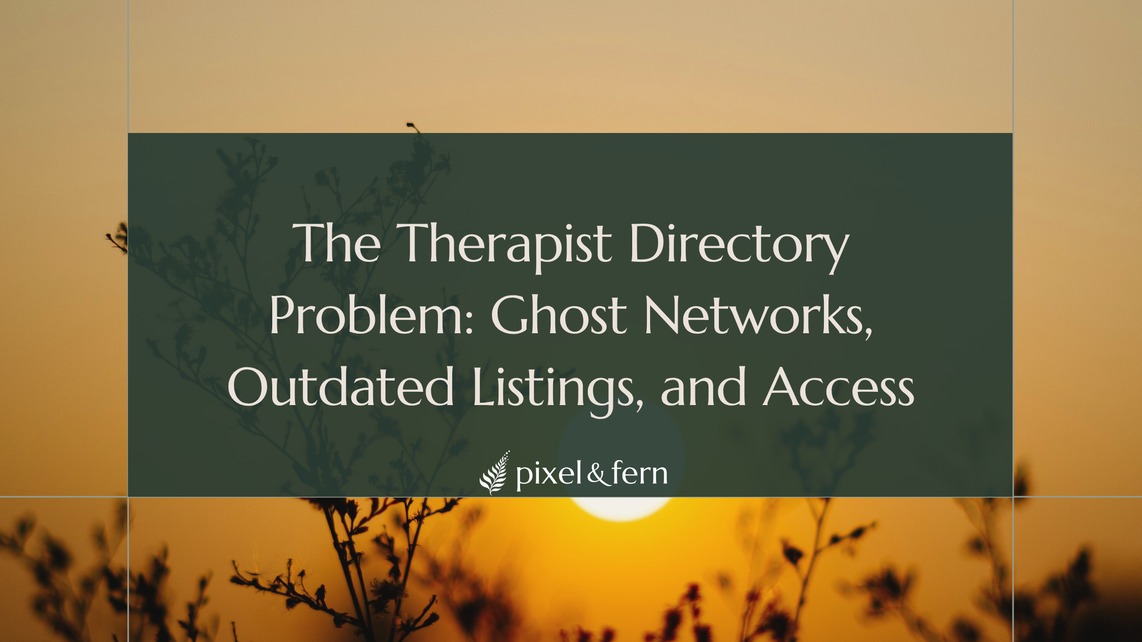 The Therapist Directory Problem: Ghost Networks, Outdated Listings, and Access