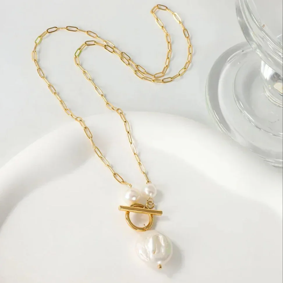Pearl T Bar Necklace