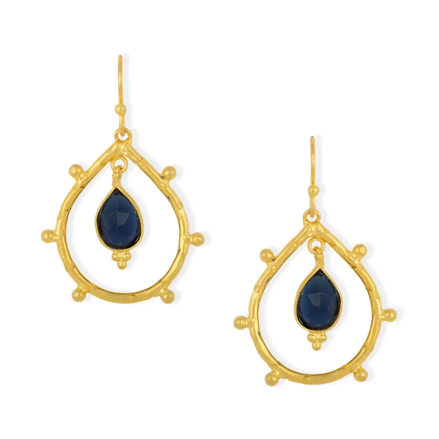 Gold Iolite Teardrop Earrings