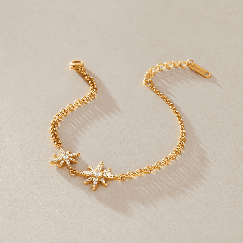 Gold Double Star Chain Bracelet