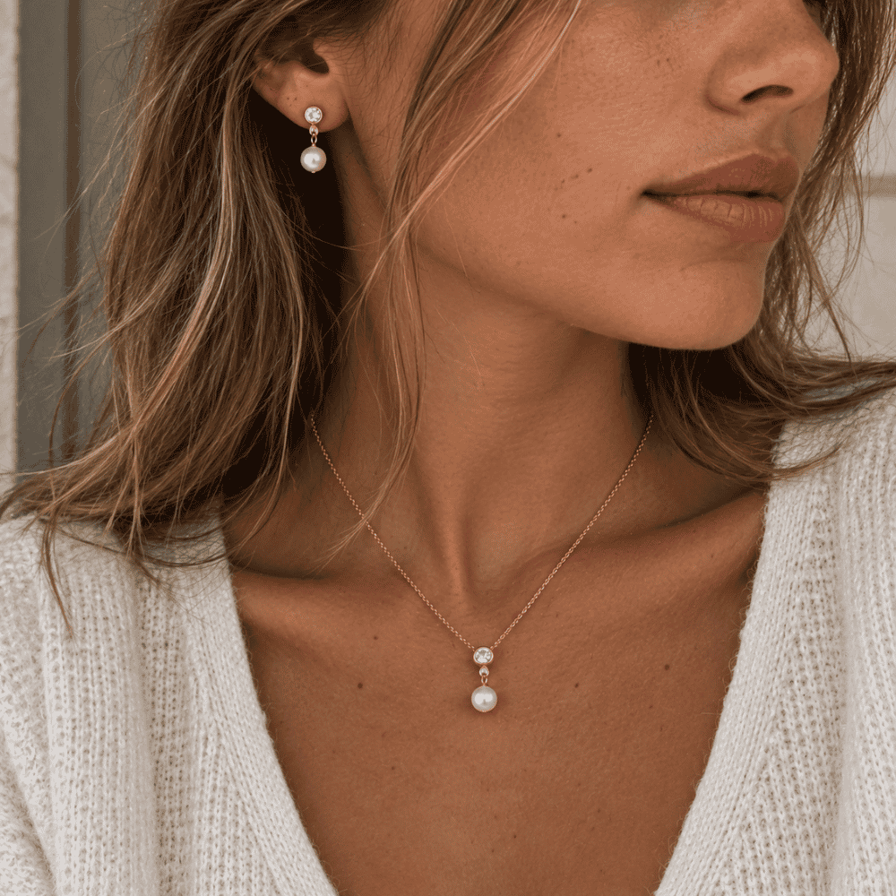 Sparkle Drop Pearl Necklace