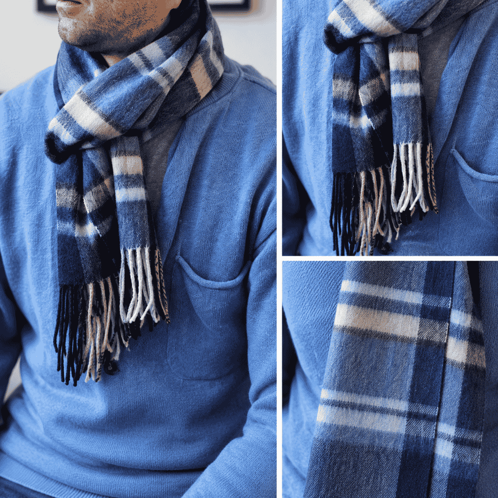 Blue Check Scarf
