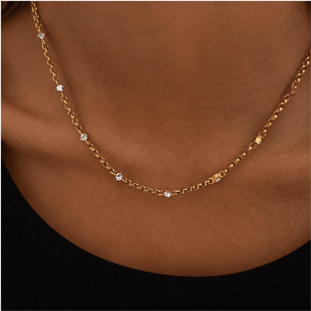 Gold Crystal Belcher Chain