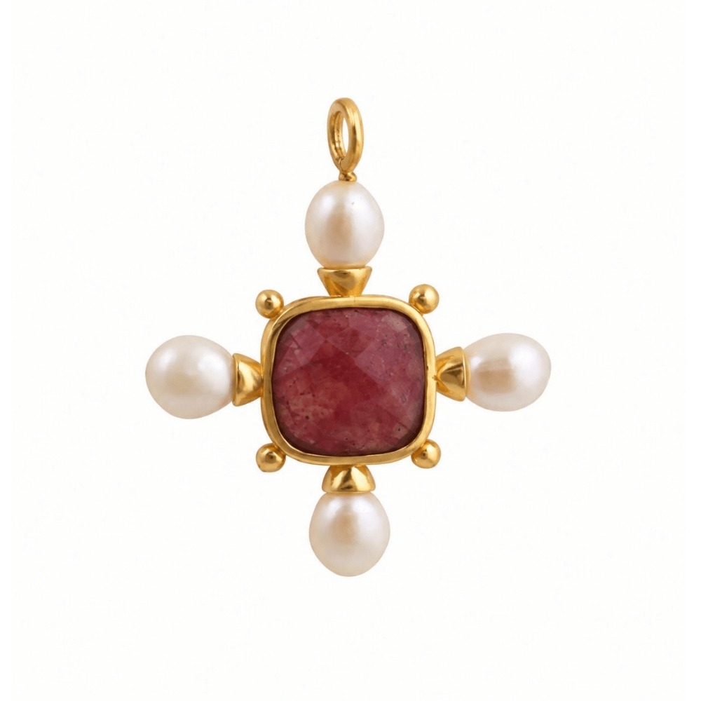 The Tudor Cross Pendant - Red Quartz