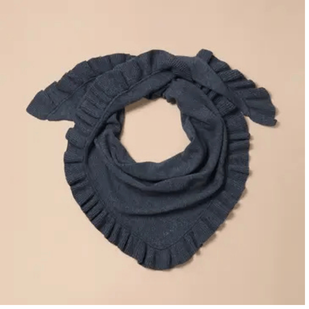 Charcoal Large Ruffle Triangle Scarf