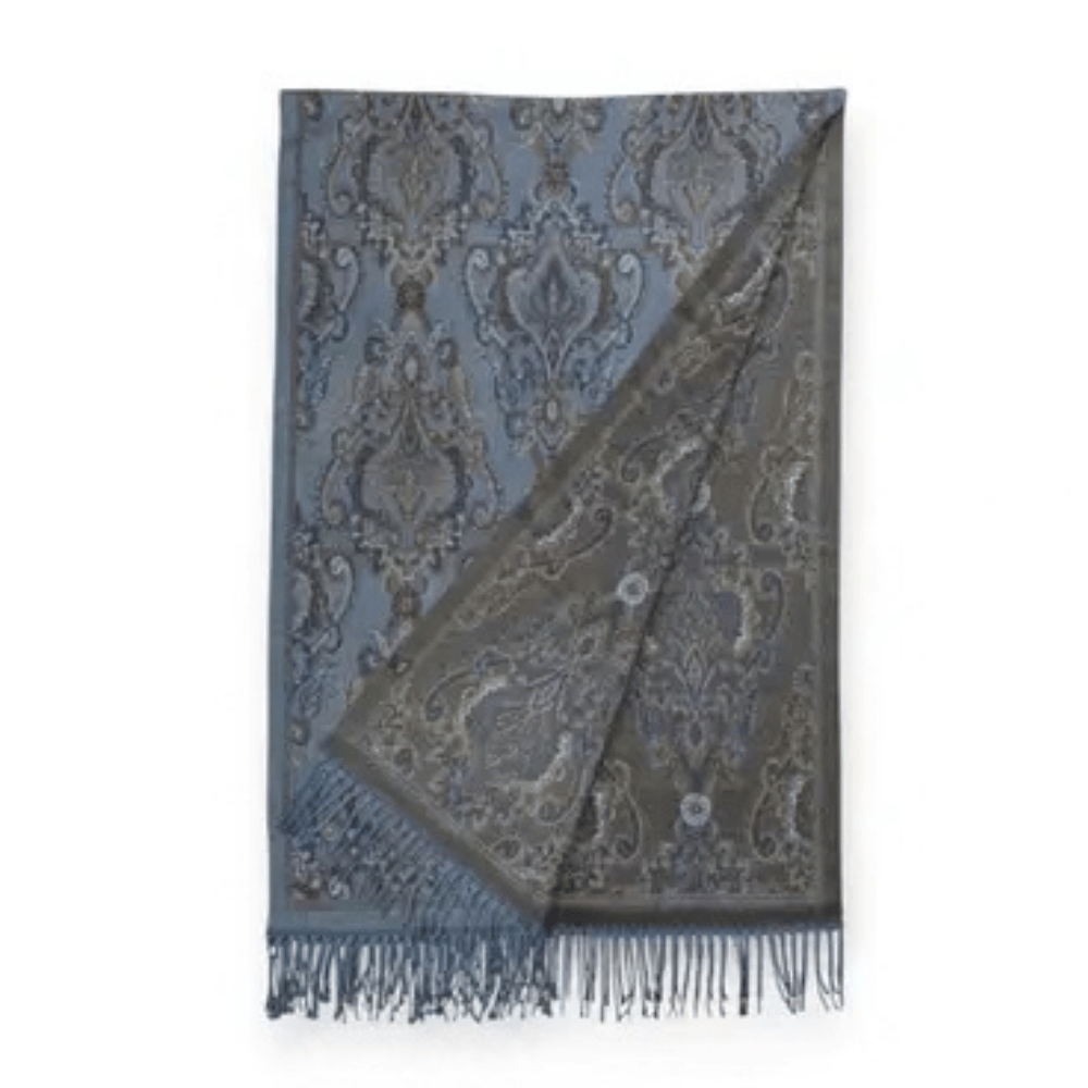 Paisley Reversible Scarf - Denim Blue