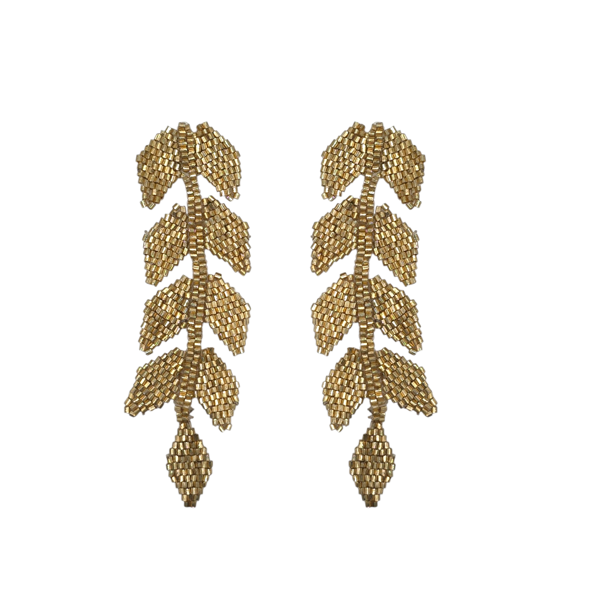 Shimmer Beaded Leaf Earrings - Gold, Silver