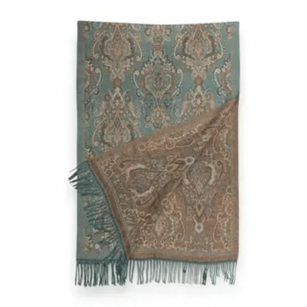 Paisley Reversible Scarf - Duck Egg