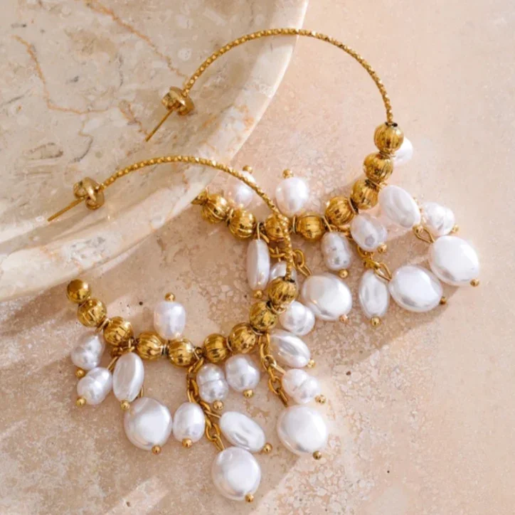 Statement Pearl Hoops