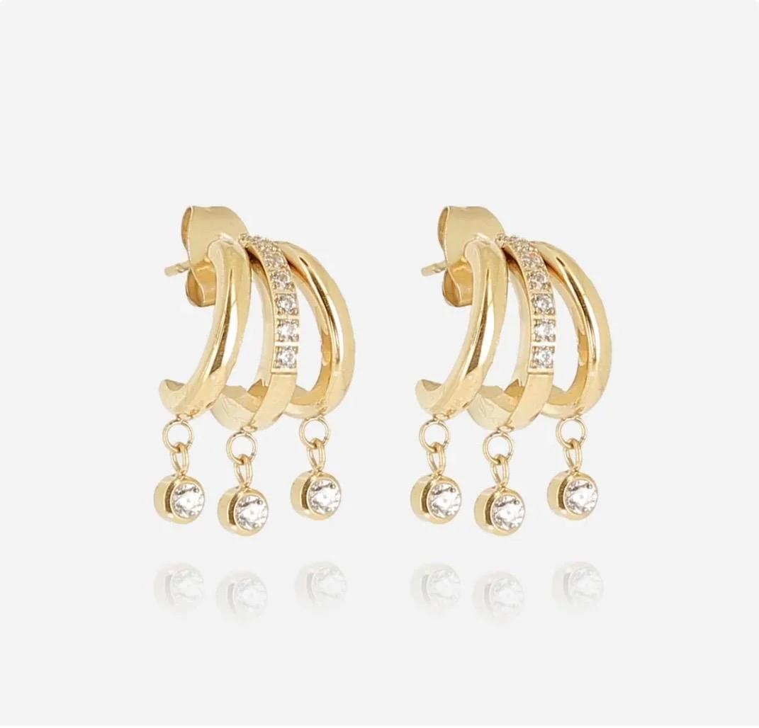 Crystal Trio Drop Earrings