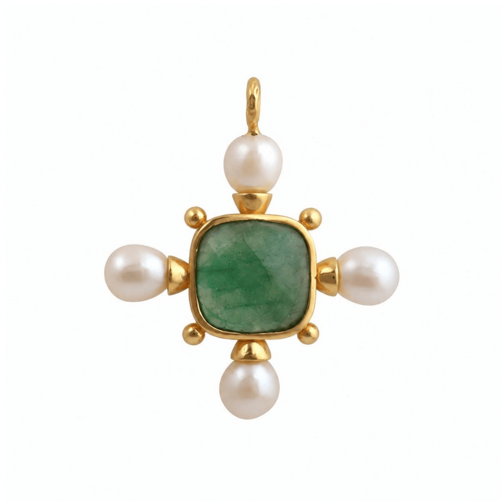 The Tudor Cross Pendant - Green Quartz