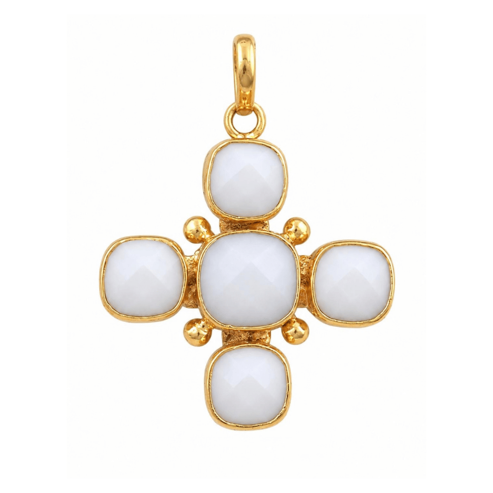 Gem Stone Cross - White Agate