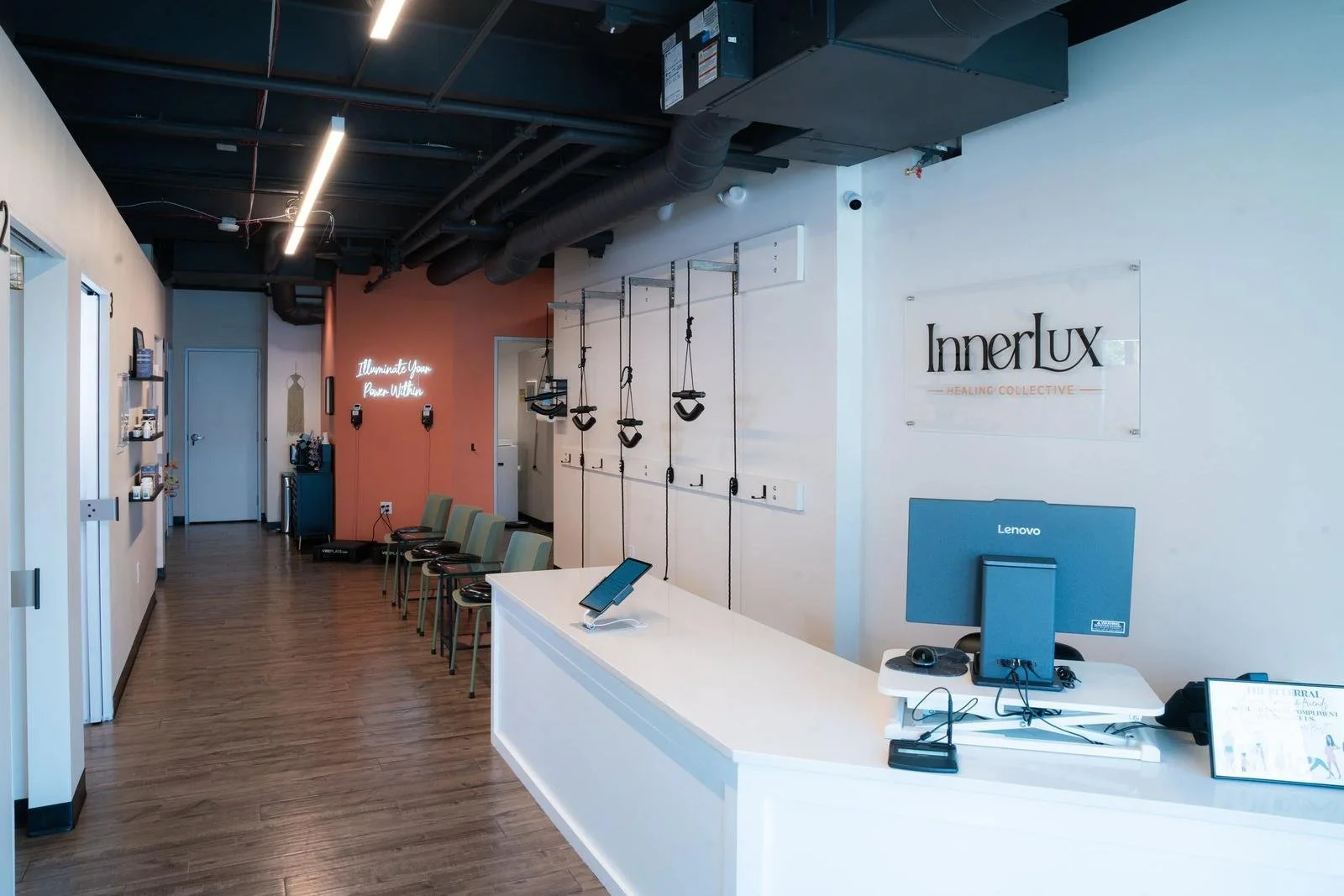 Interior hallway and treatment area at InnerLux Healing Collective in Denver, CO.