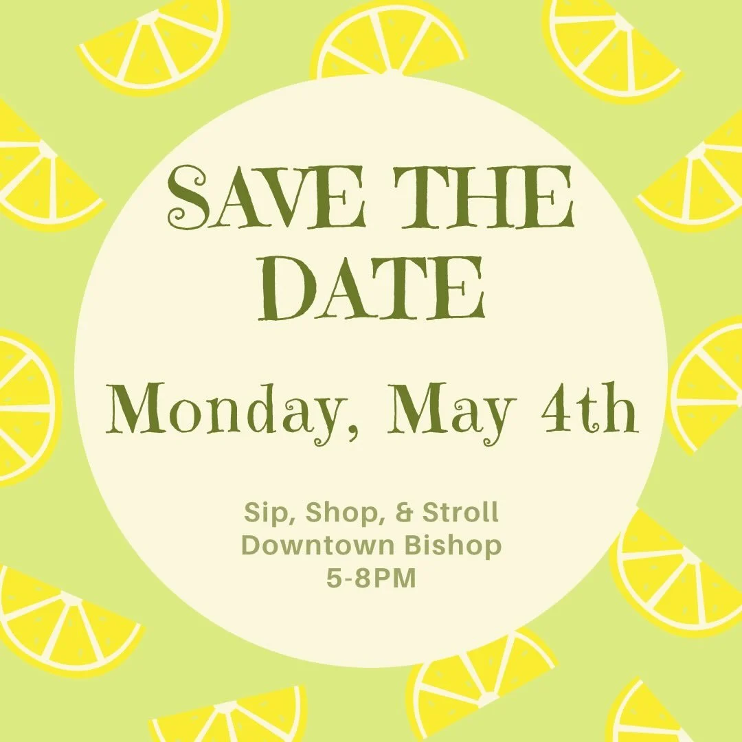 Here we go again&hellip; ✨

Sip, Shop &amp; Stroll Bishop is BACK! 🛍️🪇🍹
Save the date for Monday, May 4th from 5&ndash;8 PM in Downtown Bishop with all your favorite local shops.

Think snacks, drinks, and a few fun surprises along the way&hellip;