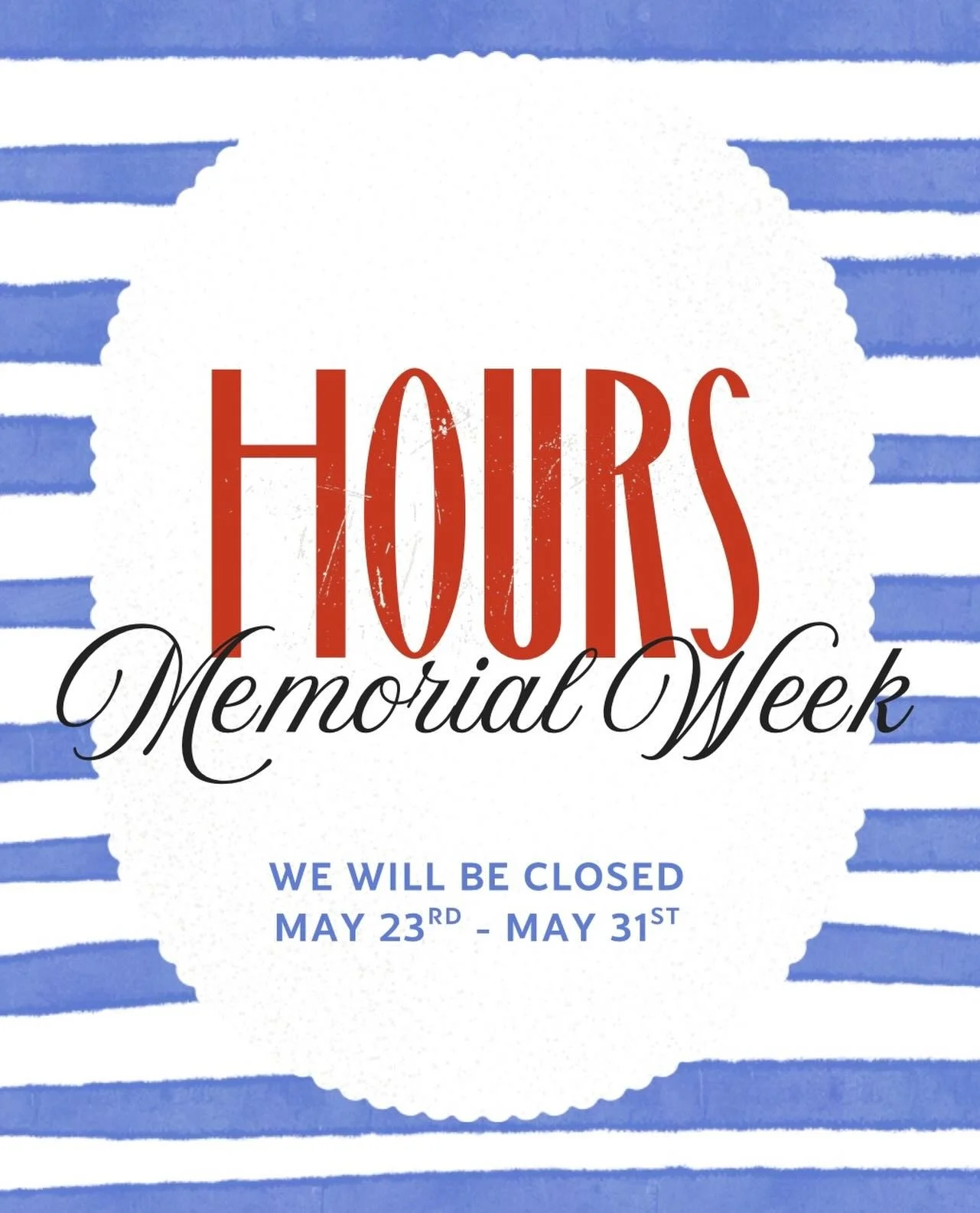 We will be closed the week of Memorial Day for time with family! Come shop Wednesday-Friday next week and grab your favorite items 🐟⛵️