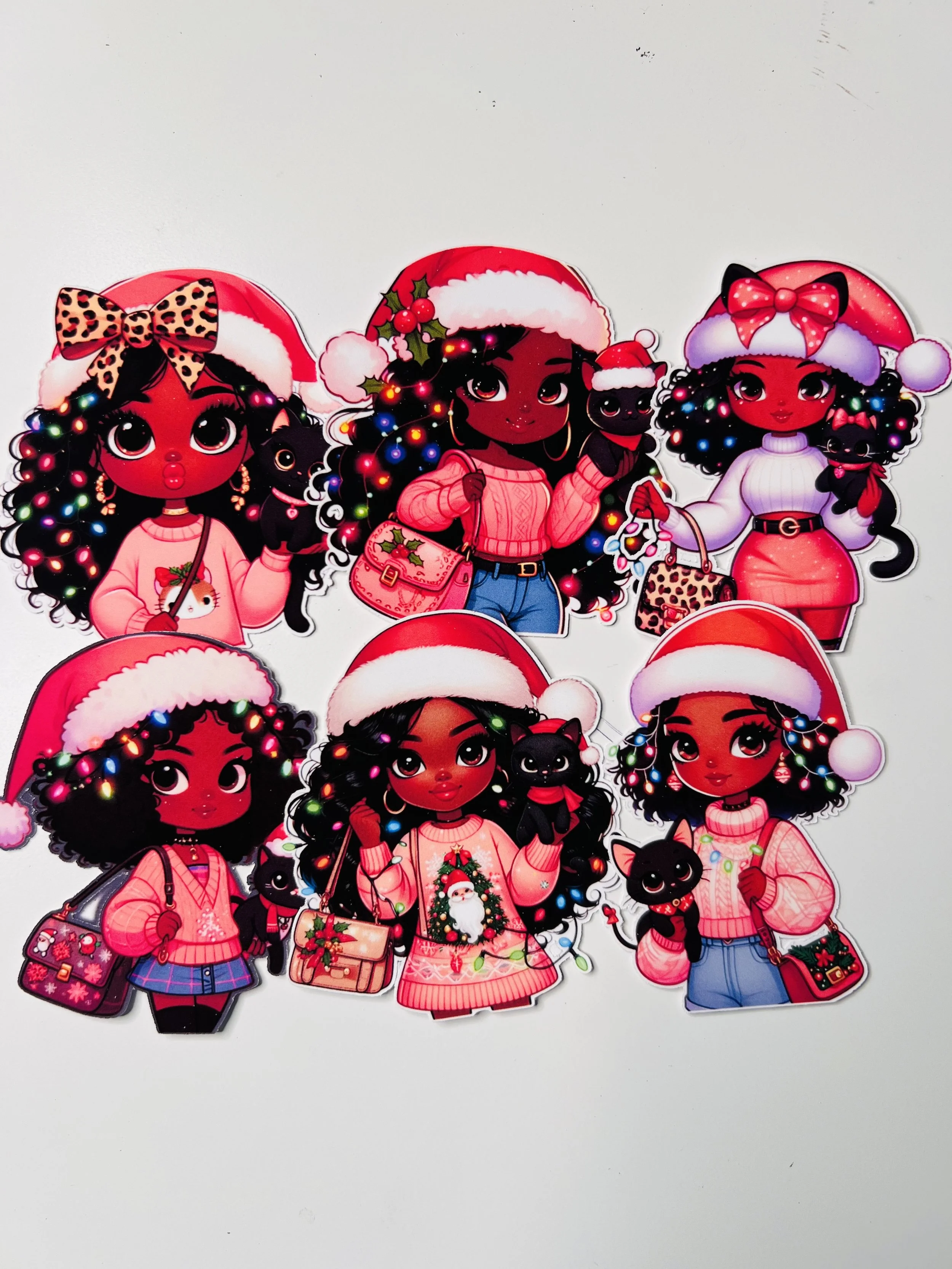 WOC Christmas Girl Stickers