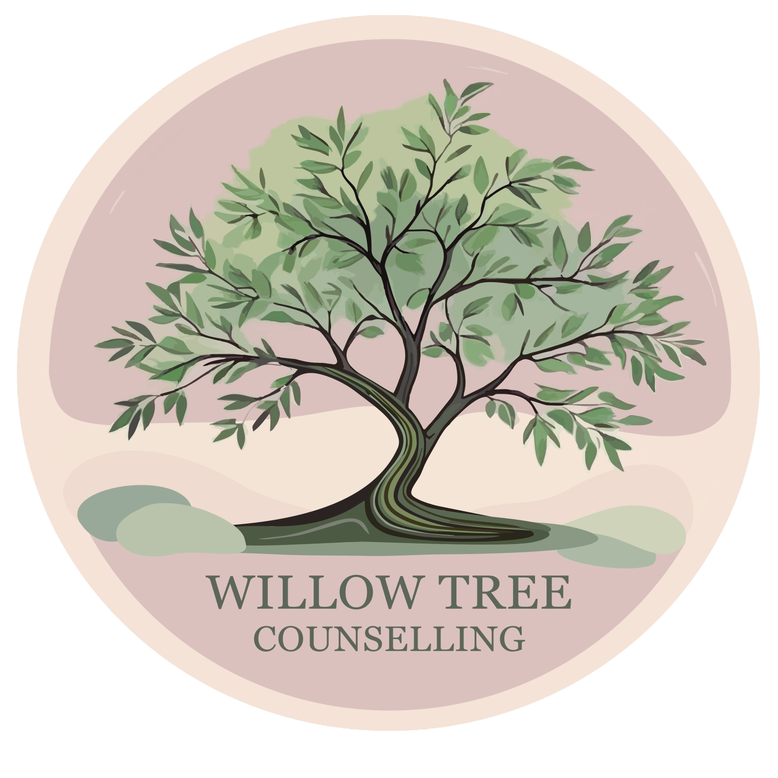 The logo for Willow Tree Counselling UK. A logo featuring a stylized willow tree with green leaves and a curving trunk, with the text 'Willow Tree Counselling' written below.